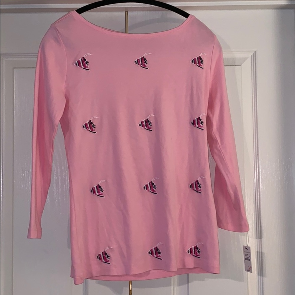 NWT Talbots Embellished Fish Top